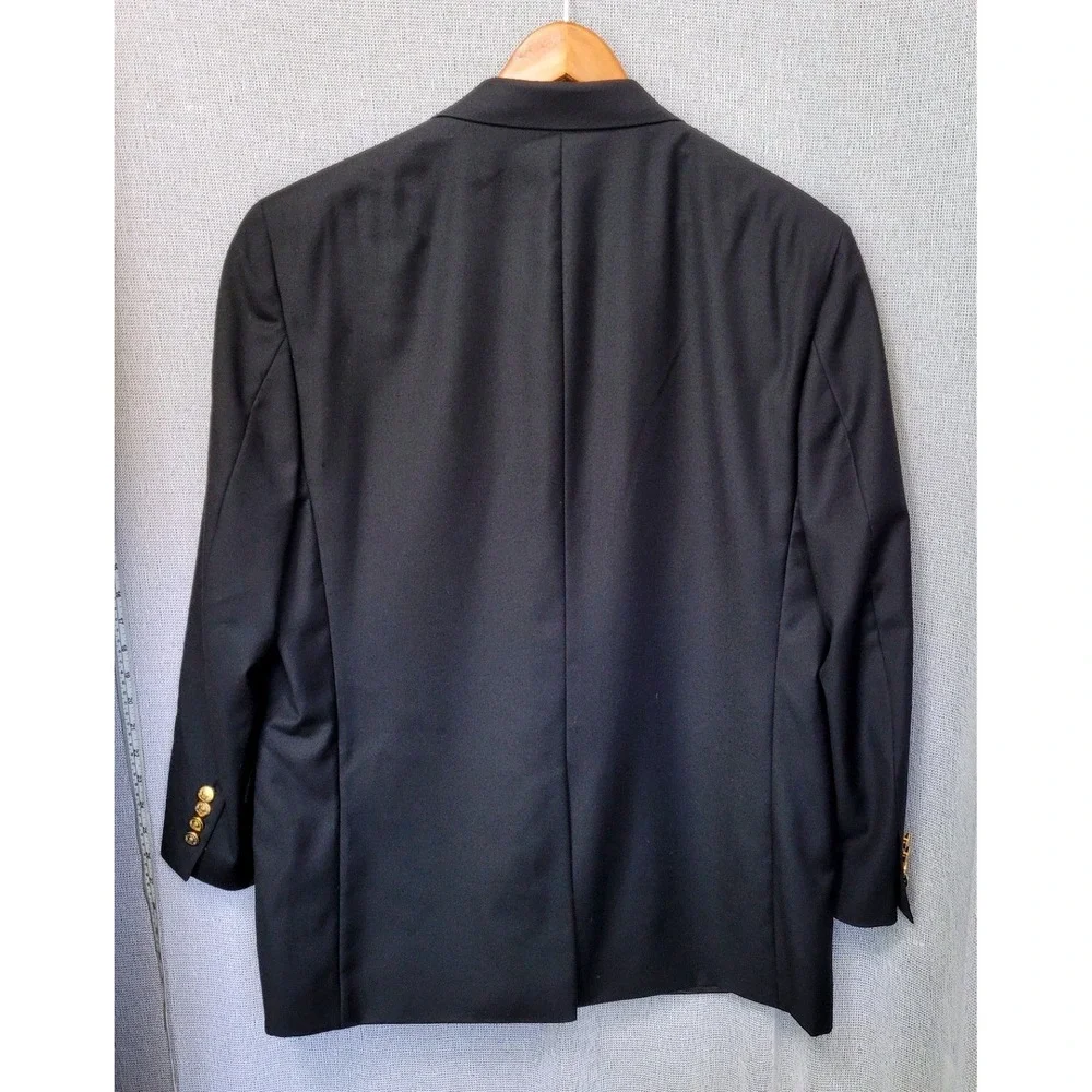 Jos. A. Bank Wool Blazer Mens 44R Signature Black Gold Crest Button Professional